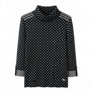 Suéter de Punto Jacquard con <span class=keywords><strong>Cuello</strong></span> Alto Simulado y Bolsillos para Mujer, en Viscosa y Nailon Suave con Estampado de Lunares, Venta al Por Mayor OEM - Product Image 4