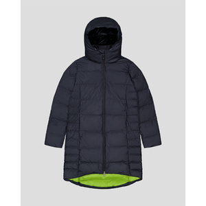 Long Quilted <b>Winter</b> Jacket With Hood Full Sleeves Zipper Closure Solid Color Polyester Shell <b>Thick</b> Warm <b>Coat</b> Contrast Color - Product Image 1