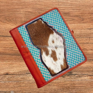 Hot Sale Cowhide Fur Carving Tooled Leather Zipper Lock Journals Boho Traditional Vintage Leather Lock Diary Travel Journal - Product Image 2