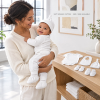 Ensemble de vêtements pour bébé, 7 pièces, layette pour nouveau-né, coton biologique 220 g/m², OEM ODM, marque privée, vente en gros pour les détaillants de boutiques
