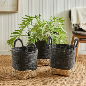 Hot Deals Círculo Cestas de jacinto de agua Hecho a mano Ecológico Multifuncional Contenedor de almacenamiento de cocina decorativo para internacional - Product Image 5