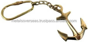 LLavero de ancla de latón vintage con eslabón de cadena, llavero marítimo náutico Construcción de Metal duradera personalizable - Product Image 3