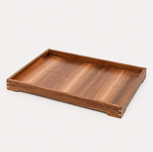 Bandeja Rectangular de Madera Maciza Hecha a Mano con Asas Integradas, Bandeja Otomana Decorativa Minimalista para Mesa de Centro - Product Image 5