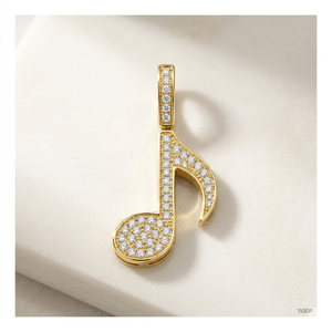 SHRAMAN DIAMOND Collier Pendentif Minimaliste en Or 10K avec Diamant de Laboratoire, Note Musicale Tendance, Charmes Unisexe pour Amateurs de Musique - Product Image 1