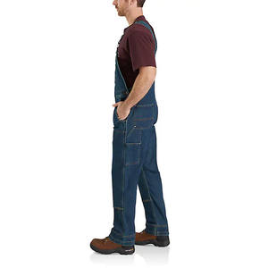 Salopette classique pour homme en jean délavé taille haute, respirante, poids moyen, style vintage streetwear, multi-poches, résistante aux flammes - Product Image 5