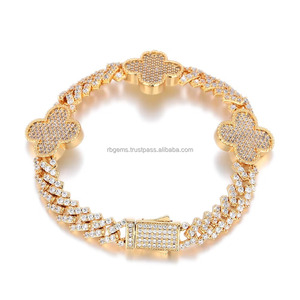 Luxury Gold Plated VVS Moissanite Diamond Jewelry <b>Bracelet</b> IGI Certified EF Quality Brilliant Cut Cuban Chain Fine Jewelry - Product Image 1