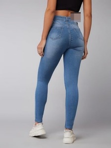Jeans droits vintage rétro pour femmes, denim peint à la main, écologique, coupe classique - Product Image 3
