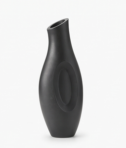 Vase à fleurs moderne en métal noir, centre de table ovale de luxe à creux, récipient décoratif pour la maison, l'hôtel, vente en gros - Product Image 1