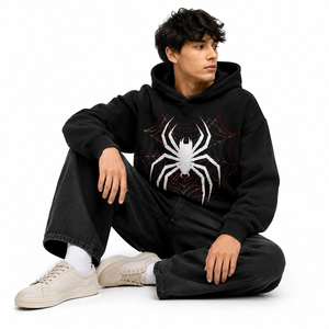 เสื้อฮู้ดดี้พิมพ์ลายดิจิตอลสีดำแบบยูนิเซ็กซ์ ทรงโอเวอร์ไซส์ สตรีทแวร์ลำลองสำหรับผู้ชาย รับผลิตตามสั่ง ขายส่ง B2B - Product Image 3