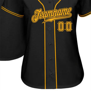 Index Apparel Custom <b>Baseball</b> Jersey Men's Black Gold Sublimated Team Name Number Short Sleeve Moisture Wicking Sportswear - Product Image 4