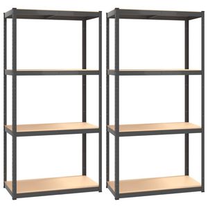Set di 2 Scaffali a 4 Ripiani in Acciaio Antracite e Legno Ingegnerizzato Modello D0100HX4MN2 - Product Image 2