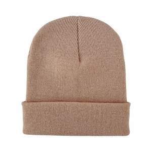 Bonnets traditionnels en laine unie beige sable à revers - Product Image 3