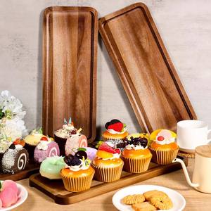 Plateau de service en bois d'acacia 4 pièces pour fruits, fromage, biscuits, dessert, aliments, charcuterie, planche à découper pour la cuisine - Product Image 4