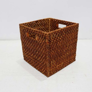 New Design Eco-Friendly Natural Rattan Multi-Purpose Storage <b>Basket</b> Square Diagonal <b>Weave</b> Dark Brown Cube Set of 3 - Product Image 1
