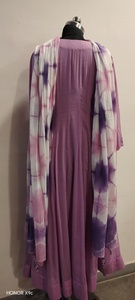 Kurta en coton pour femmes, longueur au sol, coupe ample, traditionnel, violet, brodé, vêtements décontractés indiens - Product Image 3
