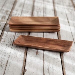 Handcrafted Acacia Wood Serving Tray Long Rectangular Wooden Food Serving Platter - Product Image 2