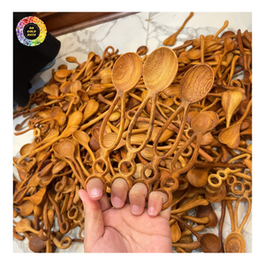 Ensemble de cuillères en bambou naturel durable et réutilisable pour la cuisine et la salle à manger, cuillère en bois d'acacia, cuillère en forme de cœur, cadeau - Product Image 6