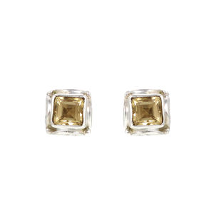 Pendientes de Plata de Ley India al por Mayor con Piedras Preciosas de Citrino - Joyería de Moda Unisex Certificada por Terceros - Product Image 1