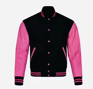 Oem Versity <b>Jacket</b> Men with <b>Leather</b> Sleeves Fleece Varsity <b>Jackets</b> Wool Body Baseball Uniform <b>Jacket</b> - Product Image 4