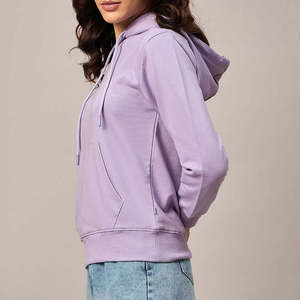 Sweat-shirt à capuche lavande pour femme, couleur unie, manches longues avec poches, respirant, décontracté, pour l'automne - Product Image 3