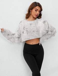 Sudadera Corta de Invierno para Mujer, Diseño Personalizado, Manga Larga, Corte Holgado, Cuello Redondo, Estilo Casual, Sublimada por Delante - Product Image 4