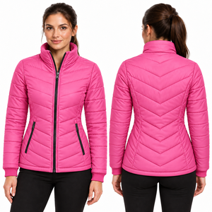 Blouson d'hiver matelassé pour femme Storm Fit, manches longues, col montant, fermeture éclair, design avec patch logo, blousons matelassés - Product Image 5
