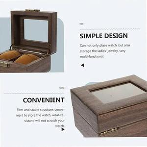Luxury <b>Wooden</b> Rectangle <b>Watch</b> Box Glass Lid 2-Slot <b>Watch</b> Storage Organizer Handmade Solid Wood Eco-Friendly Durable Box - Product Image 5