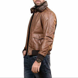 Chaqueta de Cuero Leathertex Estilo Caf Racer para Hombre con Cuello Camisero para Otoño - Product Image 2