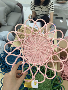 แผ่นรองจานหวายธรรมชาติทรงกลม  รักษ์โลก สำหรับงานแต่งงาน  งานฝีมือสไตล์โบโฮ ตกแต่งบ้าน ขนาดเส้นผ่านศูนย์กลาง 32-38 ซม. - Product Image 4