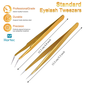 Newest Gold Glitter High-Precision Fine Tip Best-Selling High-Durability Stainless Steel Eyelash Extension and Volume Tweezers - Product Image 2
