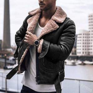 Blouson Aviateur Premium en Similicuir Doublé Mouton avec Col Oversize et Fermeture Éclair Asymétrique à Boucle à la Taille pour l'Hiver DDP - Product Image 3