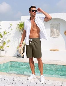 Shorts chino pour homme en coton extensible de qualité supérieure, décontractés, pour l'été, respirants, avec cordon de serrage, logo sur le devant, style golf - Product Image 3