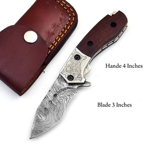 Nouveau couteau pliant premium en acier Damas, couteau de poche avec manche en bois de rose, DamBooster, verrouillage Liner Lock, DIY, OEM - Product Image 1