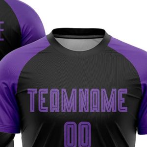 Camiseta de Fútbol Personalizada Morada y Negra, Sublimada, Transpirable, Cuello sin Costuras, Unisex, Manga Corta, Poliéster, Uniforme de Equipo - Product Image 4