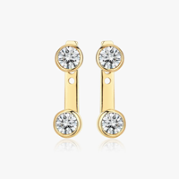 Boucles d'oreilles pendantes en moissanite couleur or, serties clos, rondes et brillantes, pour femme, bijoux de soirée