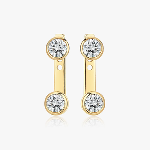 Gold Color Moissanite Stud <b>Earrings</b> Bezel Set Round Brilliant Pendant <b>Earrings</b> for Women Party Jewelry - Product Image 2