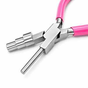 Pince à boucler multi-barils en acier inoxydable avec poignée rose, 13mm 16mm 20mm, outil de bijouterie pour la création de boucles de fil, anneaux et pendentifs DIY - Product Image 2