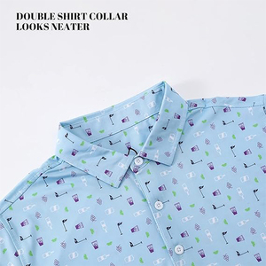 Camisas de Golf para Hombre con Bolsillo, Estampadas, Antiarrugas, de Tela que Absorbe la Humedad, de Manga Corta y Secado Rápido - Product Image 4