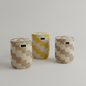 Cheap Durable Seagrass Laundry <b>Basket</b> <b>with</b> <b>Lid</b> Handwoven Organic Storage <b>Basket</b> for Minimalist Home Decor and Use - Product Image 1