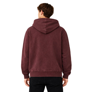 เสื้อฮู้ดซิปผ้าฝ้ายฟลีซหนานุ่ม สีเบอร์กันดีฟอกสี ทรงโอเวอร์ไซส์ สไตล์สตรีทแวร์ มีเชือกผูก ซิปยาวเต็มตัว รับทำโลโก้ตามสั่ง บริการจัดหาสินค้าเครื่องแต่งกาย - Product Image 4