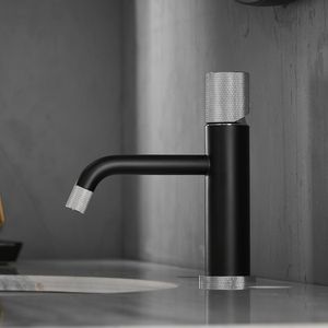 Modern <b>Deck</b> Mounted Water Mixer Tap Black <b>Brushed</b> Nickel Design Brass Bathroom Basin Faucet Stylish Brass Faucet for Your Modern - Product Image 2