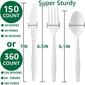 Posate Monouso 100% Compostabili ed Ecologiche, Pesanti e Resistenti, Senza Plastica, Coltelli o Cucchiai in Materiale Alternativo - Product Image 3