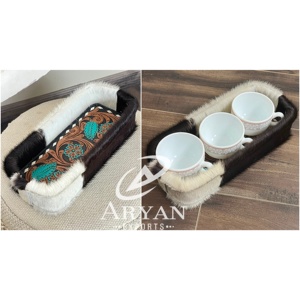 New Arrival 2026 Trendy Leather Storage Tray with Large Capacity for Bathroom Tableware Jewelry Keys-Handmade Decorative Holder - Product Image 1