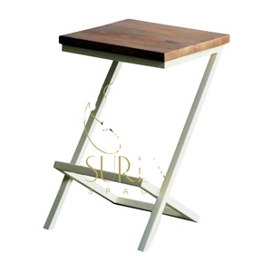 Table de chevet artisanale de style unique, design commercial indien, table d'appoint en bois massif et métal - Product Image 1