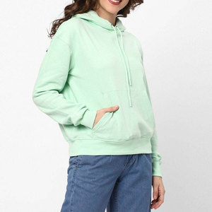 Precios al por Mayor, Sudadera con Capucha para Mujer Más Vendida, 100% Algodón Transpirable, Estilo Pullover Teñido Liso - Product Image 3