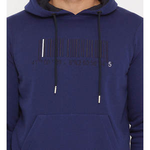 Sweat-shirt à capuche bleu marine pour homme, coupe classique, en coton, décontracté, avec poche avant, imprimé code-barres, personnalisable - Product Image 5