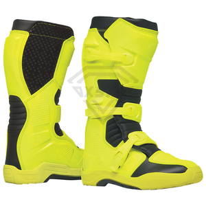 Yellow Mid-Calf Moto Boots With Buckle Strap Breathable PU Upper Rubber Outsole Midsole Mesh Lining Wholesale Rate OEM Custom - Product Image 1
