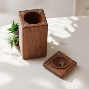 <b>Walnut</b> Wood Toothpick Dispenser – Automatic Push Toothpick Case for Home & Restaurant <b>Table</b> - Product Image 5