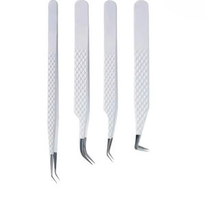 Juego de Pinzas para Pestañas de Acero Inoxidable con Punta de Fibra, Pinzas Profesionales de Alta Calidad Hechas a Mano con Banda de Algodón Negra - Product Image 2