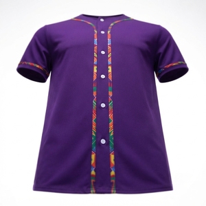 Maillot de baseball à manches courtes, col rond, boutons sur le devant, séchage rapide, couleur unie, vêtements de sport, chemise décontractée - Product Image 2